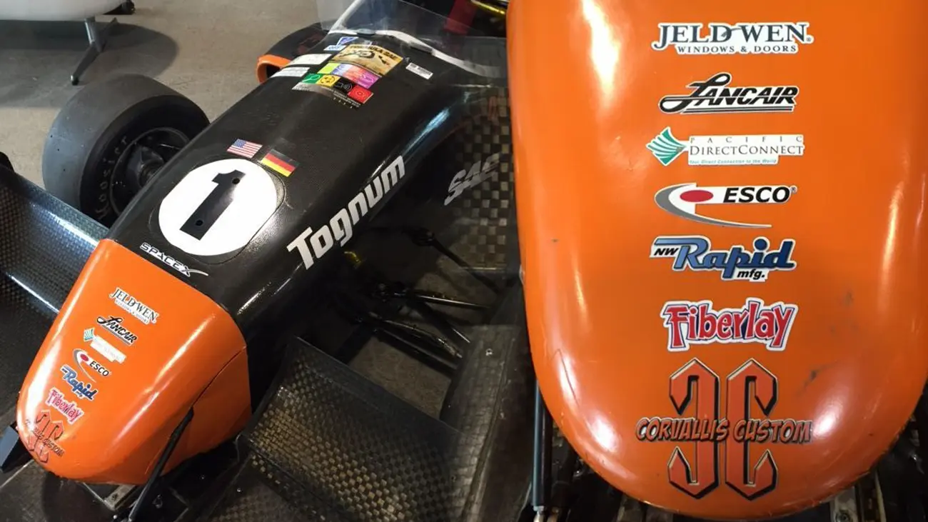 The Oregon State University Formula Racing vehicle, featuring custom SLS 3D printed automotive parts. | NW Rapid Manufacturing