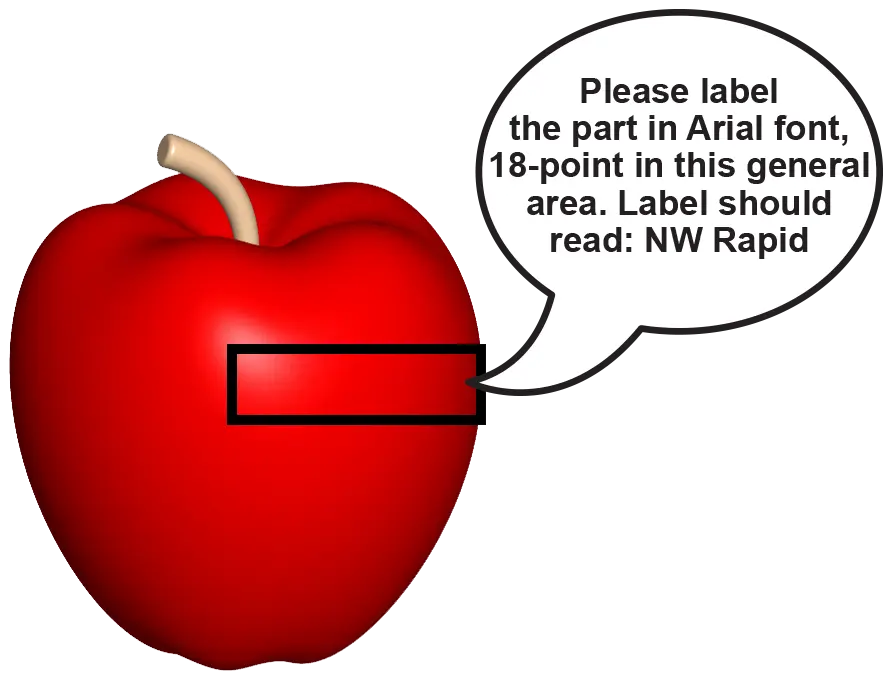 The 3D printed apple CAD file was missing the name, so you received